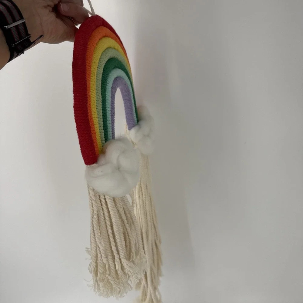 Woven Rainbow Macrame Wall Hanging‎ Cloud Nursery Room Home Bedroom Office Decor
